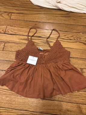 American Eagle Outfitters Rust Crochet Cami Tank Top